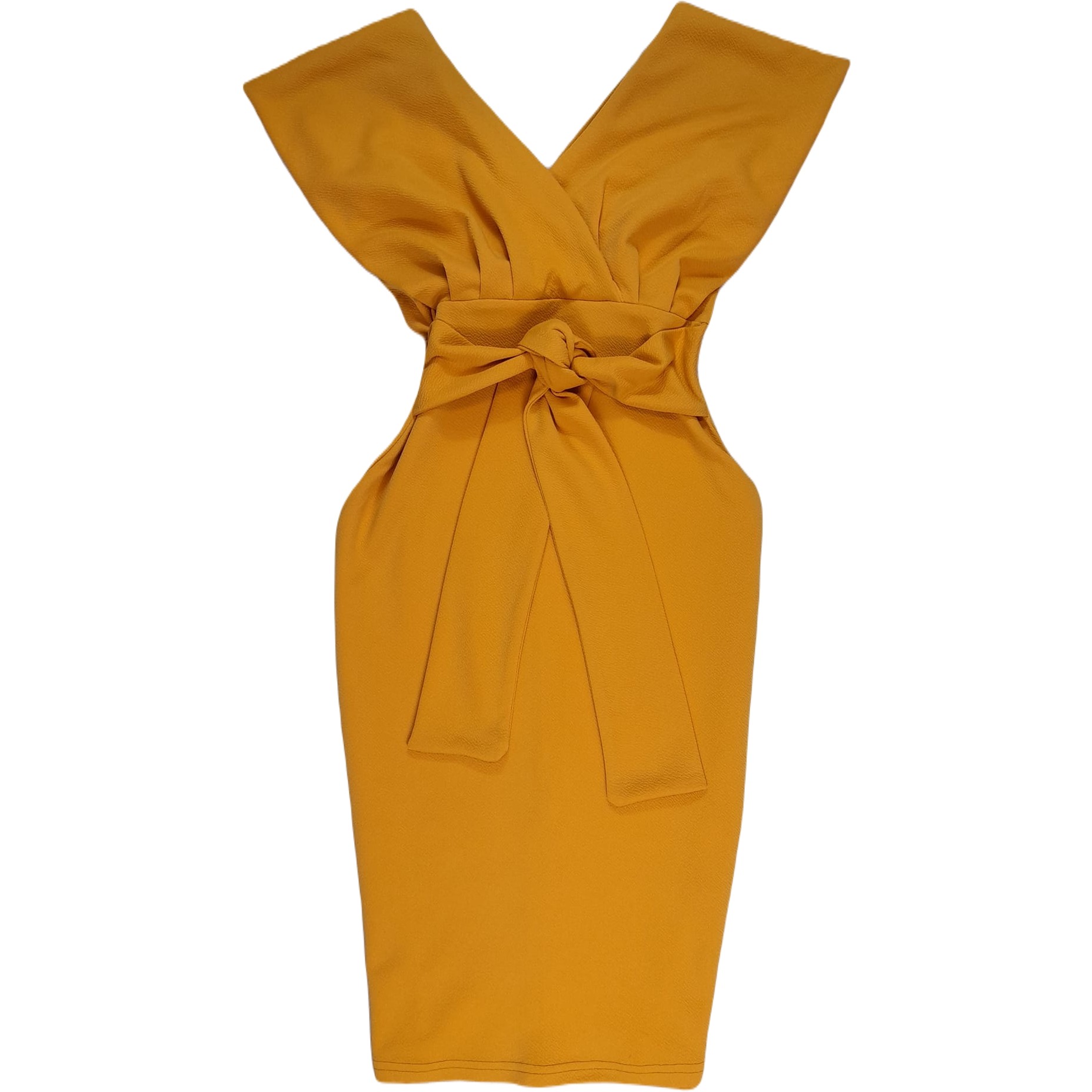 V Neck Sleeveless Dress With Bow Belt